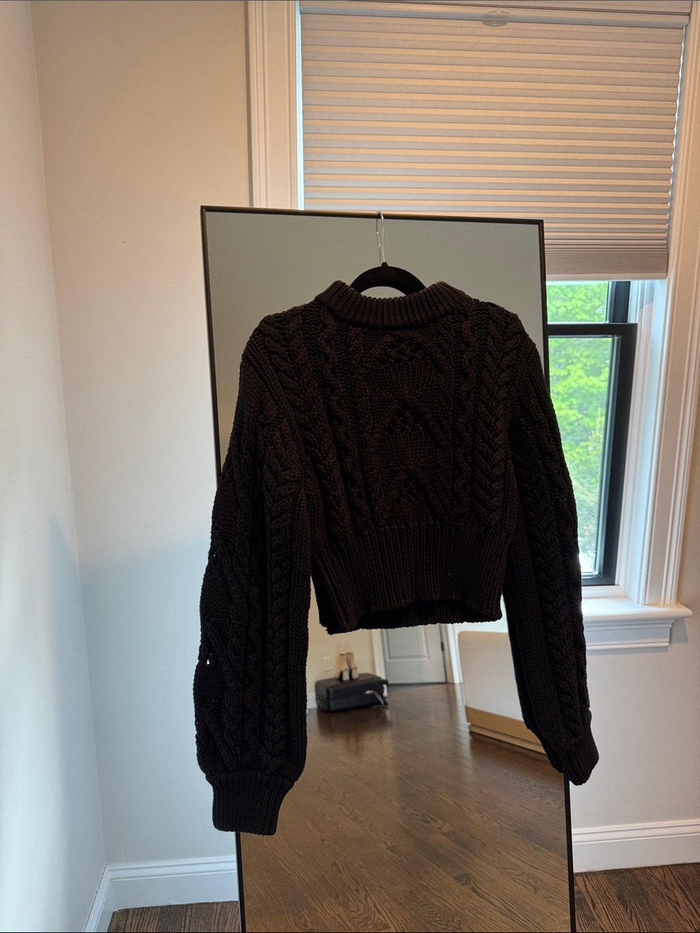 Faithfull the Brand Black Cropped Cable Turtleneck Sweater